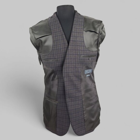 Pronto Uomo Modern Fit Men's Check 2 Button Sports Coat Blazer 40R - Picture 10 of 12